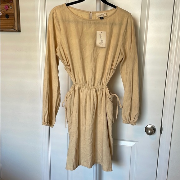 Universal Thread Dresses & Skirts - Universal Thread Tan Long Sleeve Linen Dress with Cut Outs